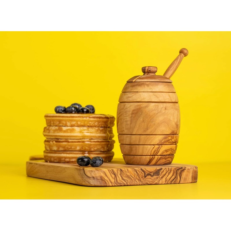 SOLTAKO Olive Wood Honey Pot / Honey Container