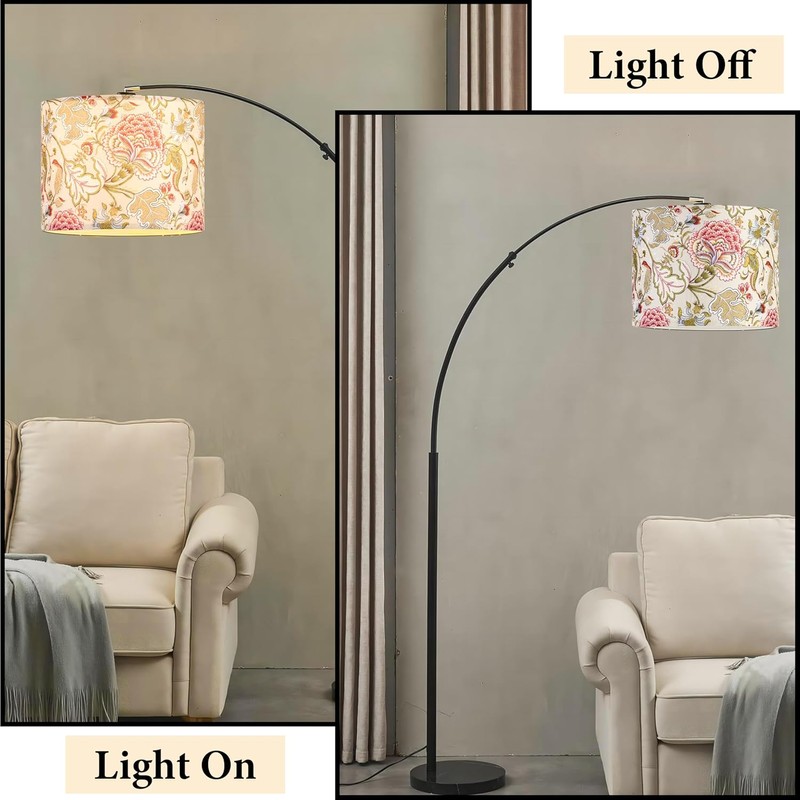 GO&SO 1 Pack Floral Large Drum Lamp Shade,16" x16" x10",