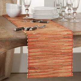 Fennco Styles Woven Chic Texture Water Hyacinth Table Runner 14 x 54 Inch - Orange Table Cover for Home Décor, Dining Table, Banquets, Holiday and Special Events