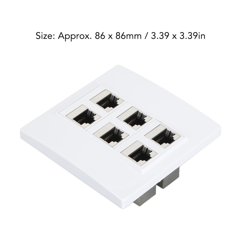 Ethernet Wall Plate 6 Port, Cat 6 Ethernet Wall Outlet