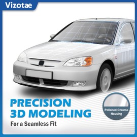 Vizotae Headlights Assembly for 2001-2003 Honda Civic 2/4Door Halogen Headlamp Replacement, High/Low Beam W/Bulbs, Driver & Passenger Side