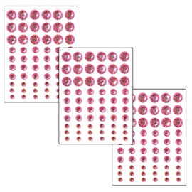 180 Pink Self Adhesive Face Body Rhinestones Gems Strong Stickers 3 Sizes Stick On Embellishment Jewels Body Face Nails Bling Craft DIY Decorations(4/6/9mm)