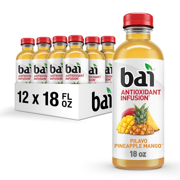 Bai Pilavo Pineapple Mango, Antioxidant Infused Beverage, 18 fl oz Bottles, 12 Pack