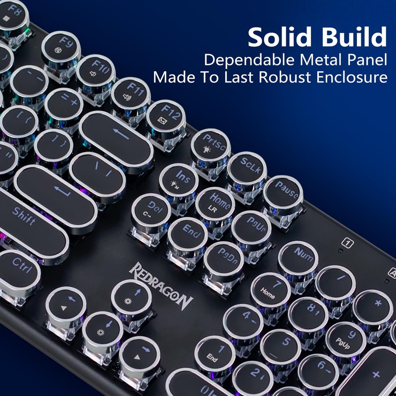 Redragon Wireless Mechanical Gaming Keyboard, Bluetooth/2.4Ghz/Wired Tri-Mode Connection, Metal Panel,