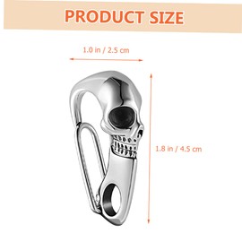 LIFKOME Skull Keychain Key Fob Stainless Steel Clasp Carabiner Clip Heavy Duty Skull Rings Caribeaner Clip Car
