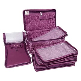 ABC Cosmetic Necklace Earrings Vanity Jewellery Organize Pouch (Purple)