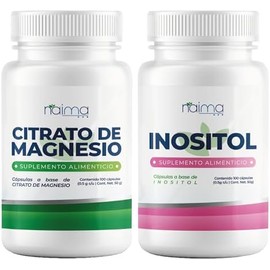 NAIMA Kit Citrato de Magnesio  Inositol, 100 Cápsulas cu  Suplemento Alimenticio 100 Puro y Natural Relajación, Apoyo Cognitivo y Bienestar Físico y