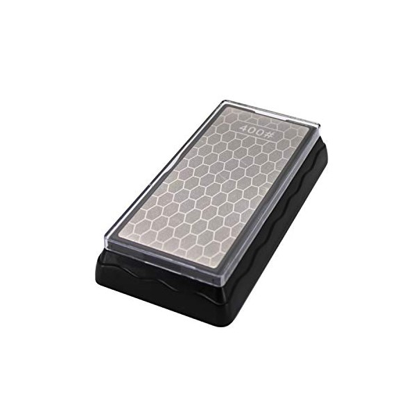 HFS (R) 155mm X 67mm Double-Sided Diamond Bench Stone #400/ #1000 Sharpening Stone with Plastic Base