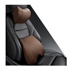 ZLOHPAE Memory Foam PU Leather Lumbar Pillow - Car Middle/Lower Back Support Pillow - Suitable for Car Seats, Office Chairs, Recliners, etc. (Brown)