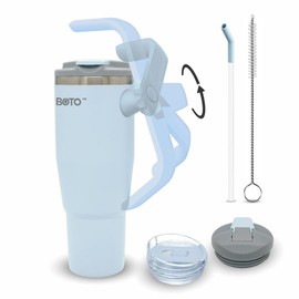 BOTO Tumbler with Handle and Straw | 100% Leak Proof Tumbler, 180° Rotatable Handle, Includes 2 Lids | Water Bottle with Straw, Insulated Tumblers, Stainless Steel