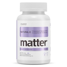 Matter Natural E, Vitamina E Natural 300UI, Complejo de d-Tocoferoles Mixtos, Antioxidante, Protección Celular y Cuidado de la Piel, 1 Frasco con 60 C