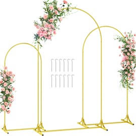 Wedding Arch Backdrop Stand, Set of 3 Gold Metal Arch Backdrop Stand, 7.2FT & 6.6FT & 6FT Wedding Arch Frame Arched Backdrop Stand for Ceremony Baby Shower Birthday Parties Graduation Decoration
