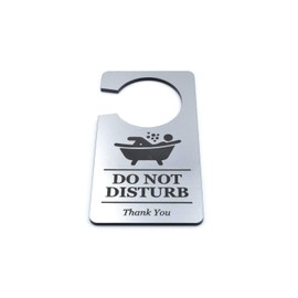 OriginDesigned Stylish Silver 'in Bath' - Bathroom in use - Do Not Disturb, Door Sign, Door Hanger Sign. Perfect for use at Home to Stop intruders Whilst Bathing.