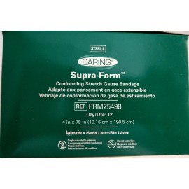 Caring Supra Form Conforming Bandages 4" X 75" Lot of 12 Gauze Rolls (New)