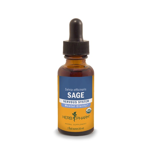 Herb Pharm Certified Organic Sage Liquid Extract for Mental Clarity Support - 1 Ounce