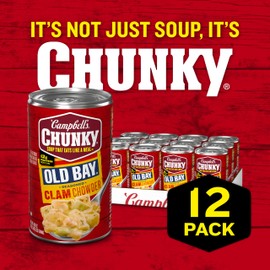 Campbell's Chunky Soup, OLD BAY Seasoned Clam Chowder, 18.8 oz Can (Case of 12)