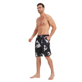 Mens Swim Trunks with Mesh Lining,Black Background Seamless Pattern Shark Quick Dry Big Tall Board Shorts Swimsuit Beach Pants Swimwear Bathing Suits XL