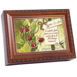 Sister in Law Glad God Gave Me You Woodgrain Rope Trim Jewelry Music Box Plays Wonderful World