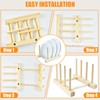 MIDELONG Bamboo Wooden Dish Rack, Plates Holder Dish Drying Rack