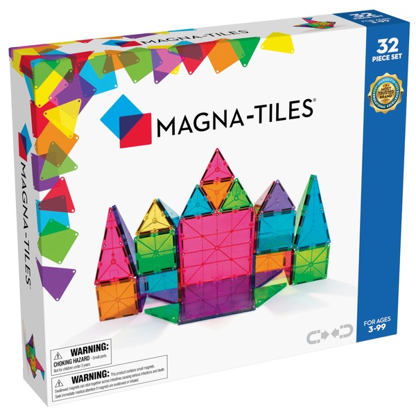 MAGNA-TILES MAGNA-TILES Classic 32-Piece Magnetic Construction Set, The ORIGINAL Magnetic