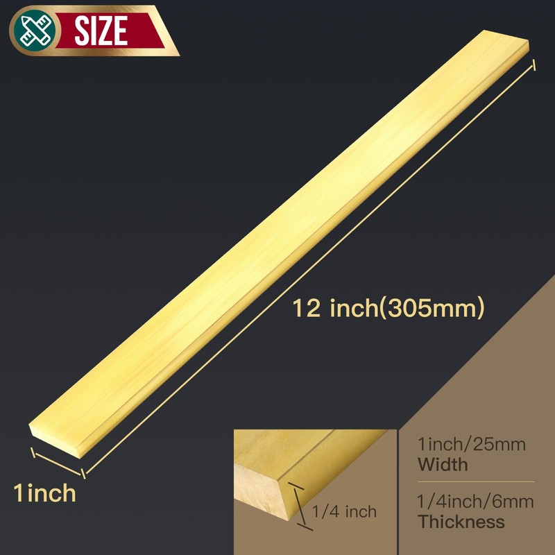 1/4" x 1" Brass Flat Bar Blank 12" Long Solid