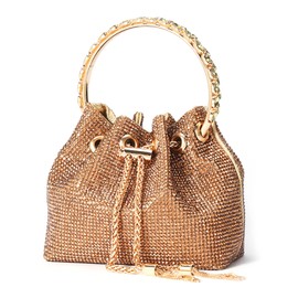 NICOLE & DORIS Women's Bag Rhinestone Elegant Handbag Clutch Bags Glitter Evening Bag Bucket Bag Purse Rhinestone Shoulder Bag for Wedding Party Leisure, gold