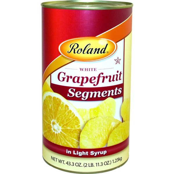 Roland Foods White Grapefruit Segments in Light Syrup, Specialty Imported Food, 43.3-Ounce Can, Pack of 4