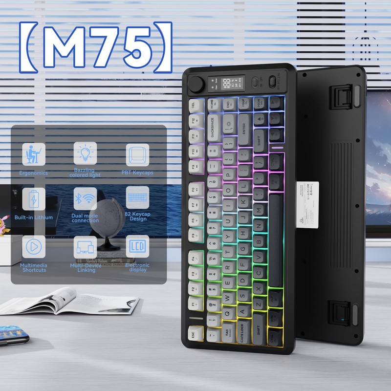 ZIYOU LANG M75 Wireless Gaming Keyboard, RGB Backlit Rechargeable 2000mAh