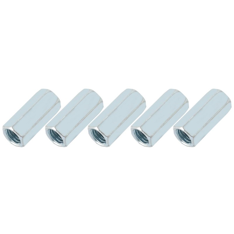 5pcs M12*40 Long Rod Coupling Nut, Carbon Steel Hex Sleeve