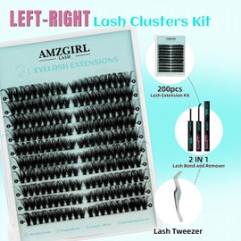 Natural Lash Clusters Left&Right Eyelash Clusters 200pcs C Curl Wispy Cluster Lashes DIY Individual Lashes Extension Thin Band Cluster Eyelashes Extensions(80D,10Pairs Mix9-18mm)