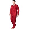 Mens Silk Satin Pajamas Set Sleepwear Loungewear Red L