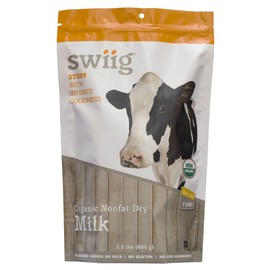 swiig Organic Nonfat Dried Milk, No Added Sugar or Oils, No Gluten, No GMO Ingredients, 1.5 Pound Bag