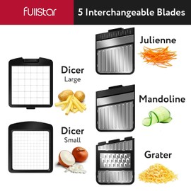 Fullstar All-in-1 Vegetable Chopper, Mandoline Slicer & Cheese Grater - Multi...