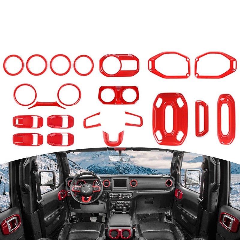 Jeliker for Wrangler JL Interior Trim Kit Red Dashboard for
