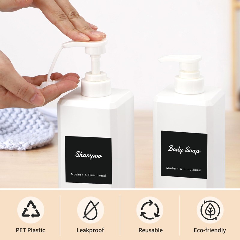Segus Shower Soap Dispenser, 3 Pieces 800ml Shampoo and Conditioner