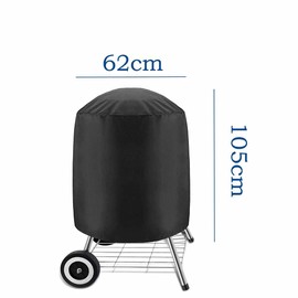 Waterproof Barbecue Cover,BBQ Grill Cover,Round Outdoor Vertical Barrel Cooker Smoker Cover,210D Oxford Fabric Anti-UV Barbecue Cover with Windproof Side-Strap(62×105cm)