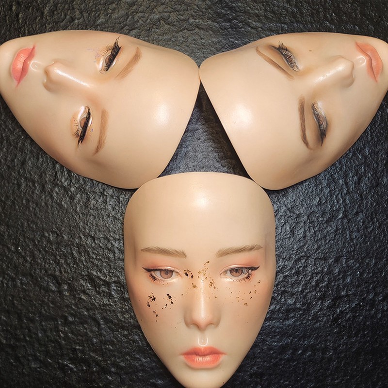 Makeup Practice Face with Plastic Stand 5D Silicone Full Face