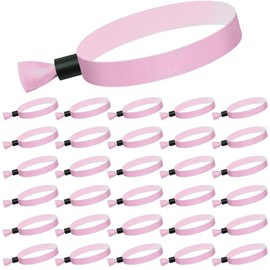 OUDQFCJ Pack of 30 Fabric Entrance Bracelets Festival Ribbons Party Bands for Birthday Wedding Party Event Bands for Concerts Exhibition Ball Cinema (Pink)