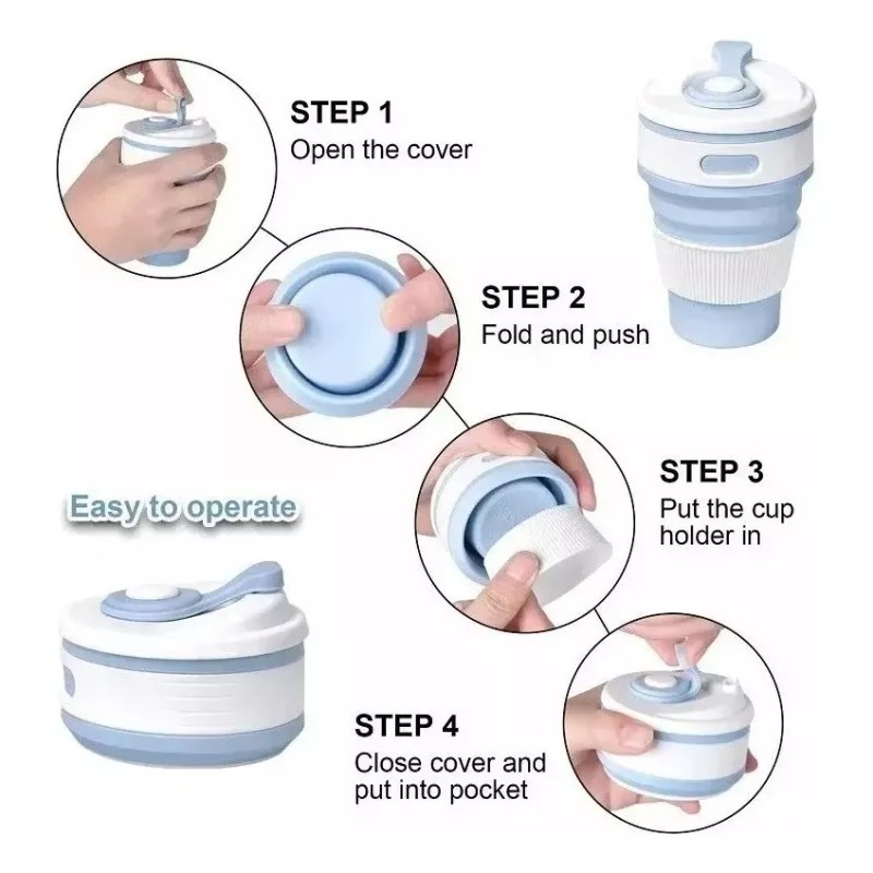CL Vaso Taza Plegable Termo Silicon Retráctil Reutilizable Port