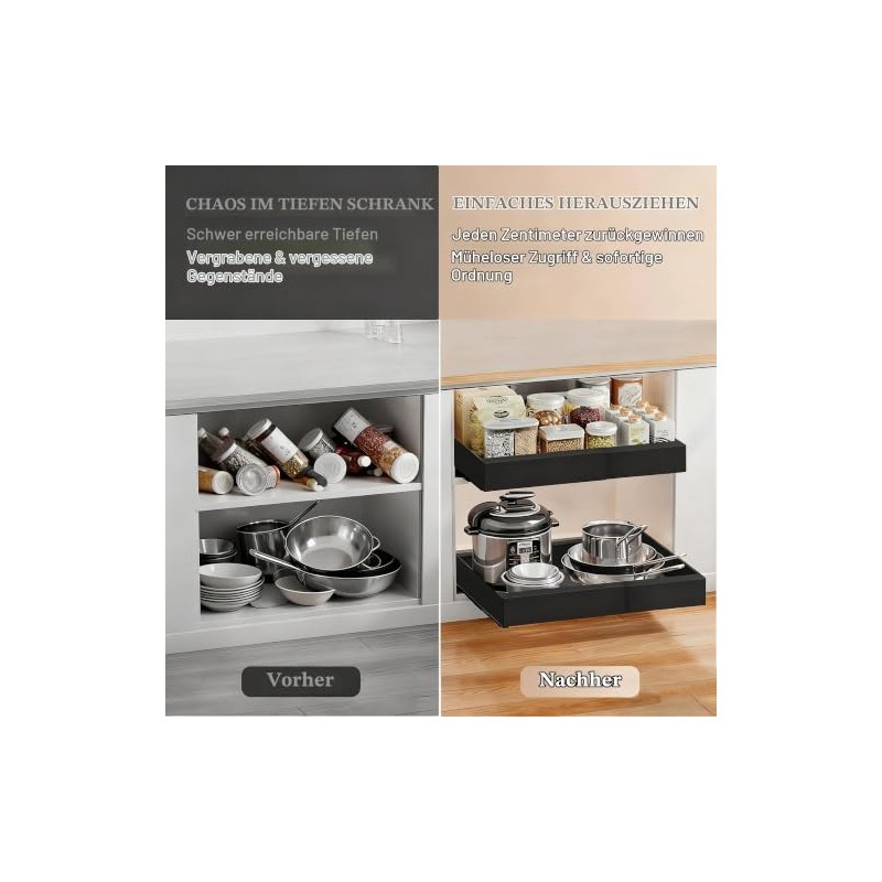 Telescopic Drawer for Gluing, Pack of 2 Extendable Kitchen Drawers,