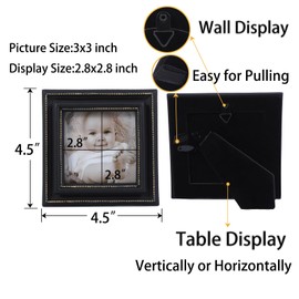SIKOO Picture Frames 3x3 Square Vintage Frame Antique Picture Frames Wallet Size Picture Frames Set Tiny Ornate Frames Antique,Black and Gold