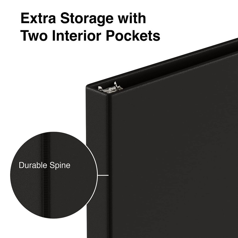 SIMPLY Staples 1337665 Light-Use .5-inch Round 3-Ring Non-View Binder Black