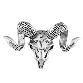 Gothic Skeleton Sheep Head Brooch for Men Women Vintage Skull Ram Pin Unique Party Jewelry for Jackets, Lapels, Hats (Silver)