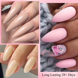Four Lily Gel Polish Nail Set 6 Colors Skin Tones Collection Nude Gel Nail Polish Pink White Neutral Soak off Uv/Led Nail Polish Manicure Diy Home Gift for Women Girls 8Pcs*10ML