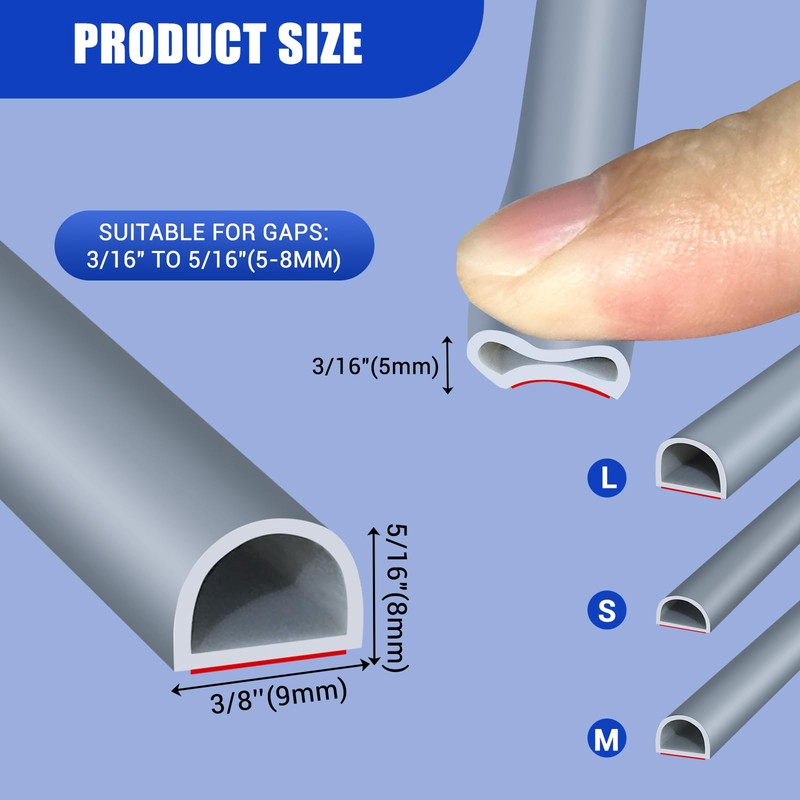 Weather Stripping Door Seal, Self Adhesive Silicone D Shaped Weather