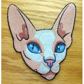 MILITRADER Hairless Egyptian Cat Face Pretty Kitty Head Patch (100% Embroidery)