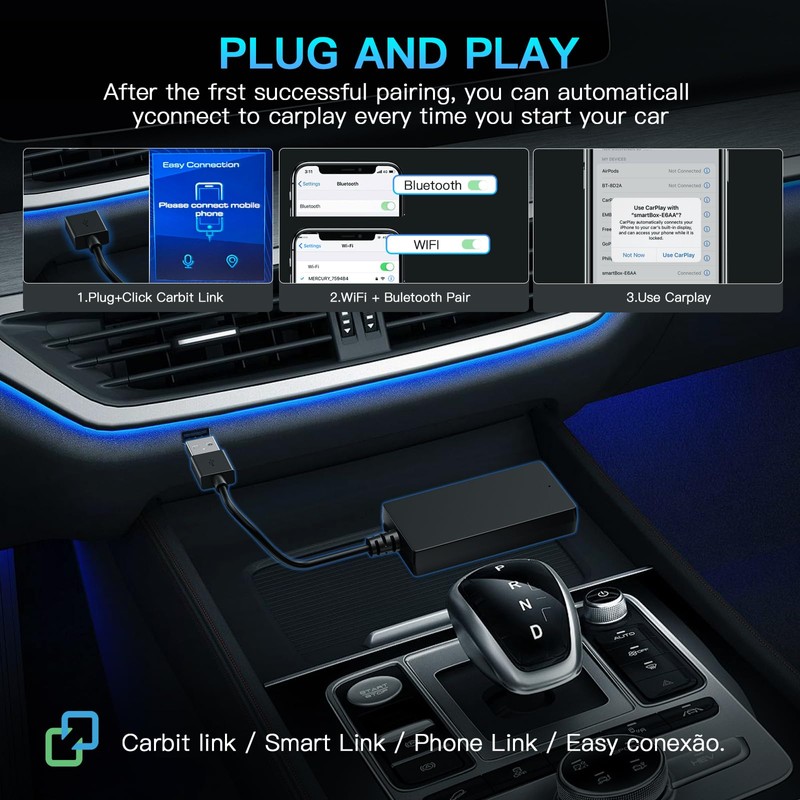 CARabc Carbitlink Smartlink Phonelink Easy to Wireless CarPlay Android Car