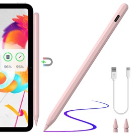 Pencil Almost as Pencil 2nd Generation Magnetic Wireless Charging Pink Stylus Pen for with Tilt Sensitivity for 10/9/8/7/6 Pro 12.9"/11" Air 5/4/3 Mini 6/5（pink）