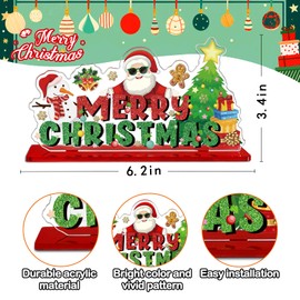 Yoxiumi Christmas Office Decorations Merry Christmas Decorations Office Xmas Desk Decor Family Home Bathroom Kitchen Dining Table Decor Indoor Holiday Xmas Party Decorations with Acrylic Base