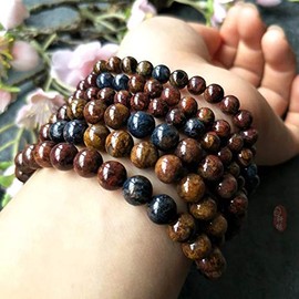 ABCGEMS Namibian Matrix-Brown Pietersite Beads from Africa (Vision Stone for Meditation- Gorgeous Swirling Bands) Healing Chakra Energy Crystal Stone Smooth Round 6mm Tiny